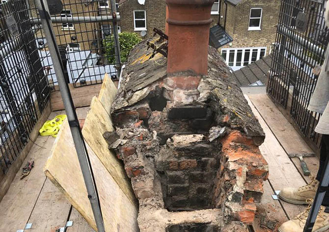 Removing chimney stack to partiallly rebuild