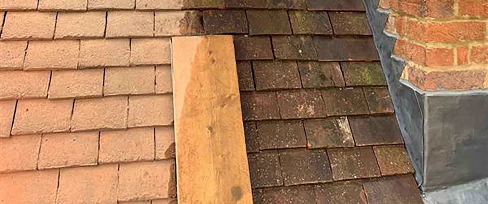 Chimney flashings repointed with lead sealant