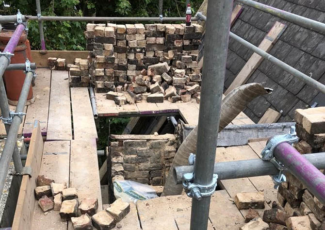 Removal of listed building chimney stack