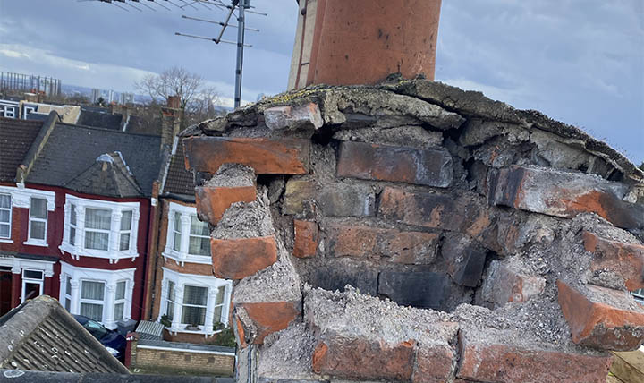 Rebuild of collapsed chimney